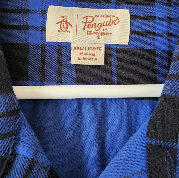 Penguin men's blue and white plaid men's shirt. - Picture 3 of 8